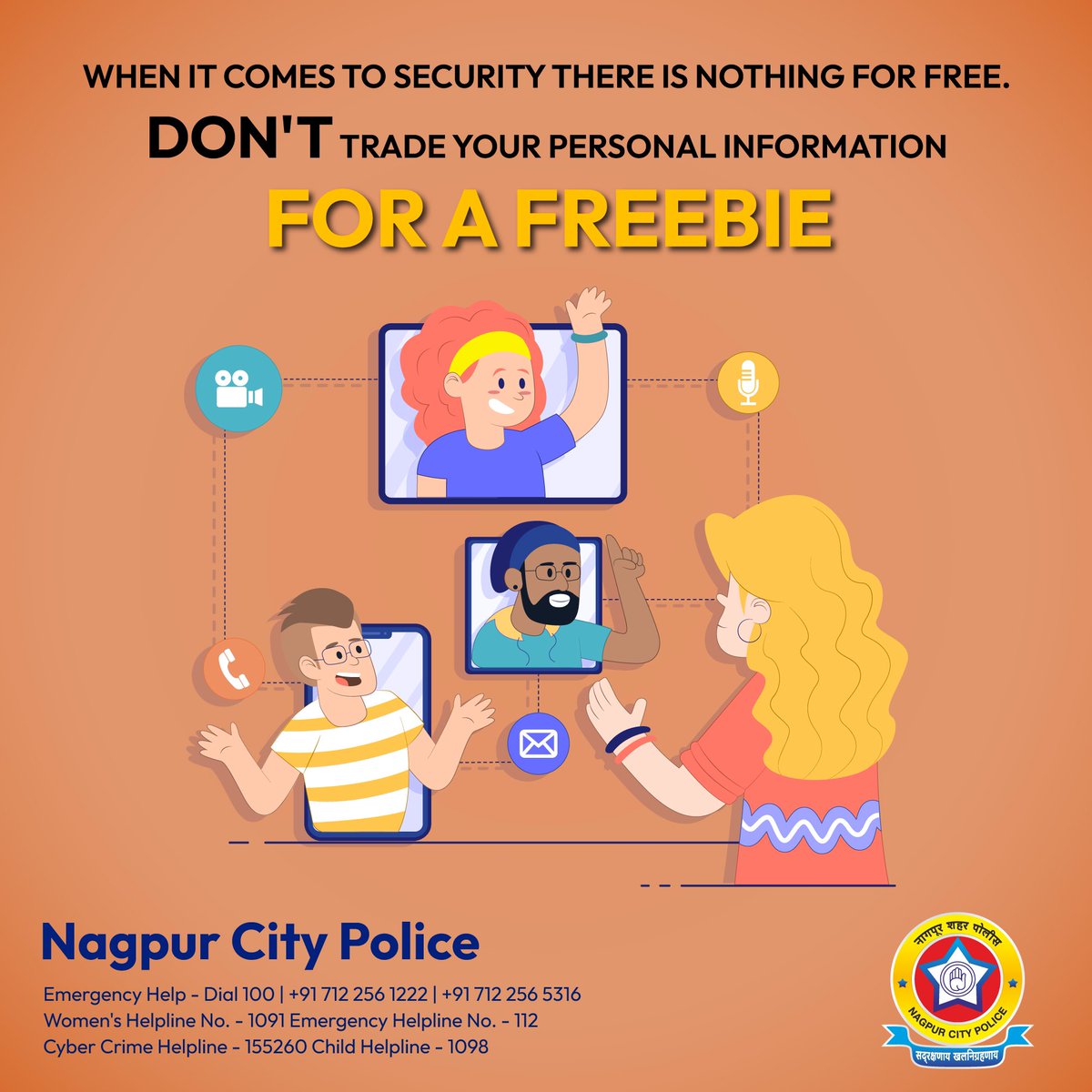 “Protect your privacy and stay secure online! Remember, there’s no such thing as a free lunch when it comes to your personal data. #CyberSecurity #NagpurPolice #PrivacyMatters”