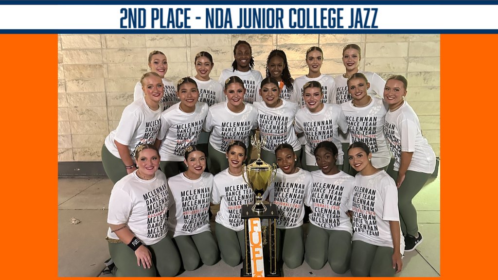 McLennanSports's tweet photo. The MCC Dance Team finished in second place in Junior College Jazz at NDA College Nationals in Daytona Beach! Competition continues Saturday with the Junior College Hip Hop finals performance at 8:24 a.m. #MCCDance #GiveItAllYouGot #ContinuingTheLegacy https://t.co/vNIN632aJV