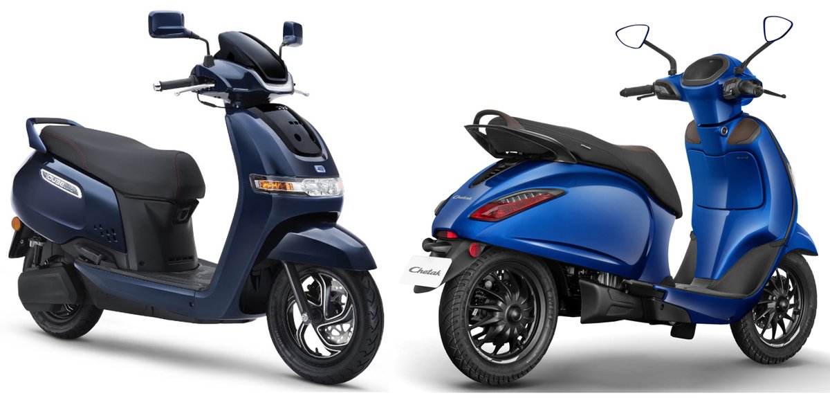 TVS iQube surpasses 300,000 sales, Bajaj Chetak tops 160,000 units since launch – legacy Indian 2W OEMs TVS Motor Co and Bajaj Auto notch new EV milestones, both recording best-ever 12-month sales in FY2024 rb.gy/cdnm8s