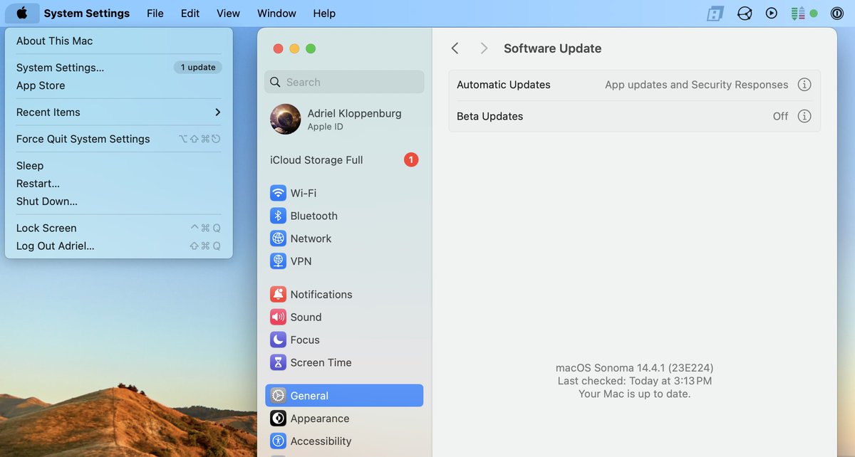 Adriel Kloppenburg (@adriel) on Twitter photo What is this <a href="/AppleSupport/">Apple Support</a> ? Says "1 update" no such update. I'm fully up to date. (having full icloud I wouldn't called an update) What is this <a href="/AppleSupport/">Apple Support</a> ? Says "1 update" no such update. I'm fully up to date. (having full icloud I wouldn't called an update)