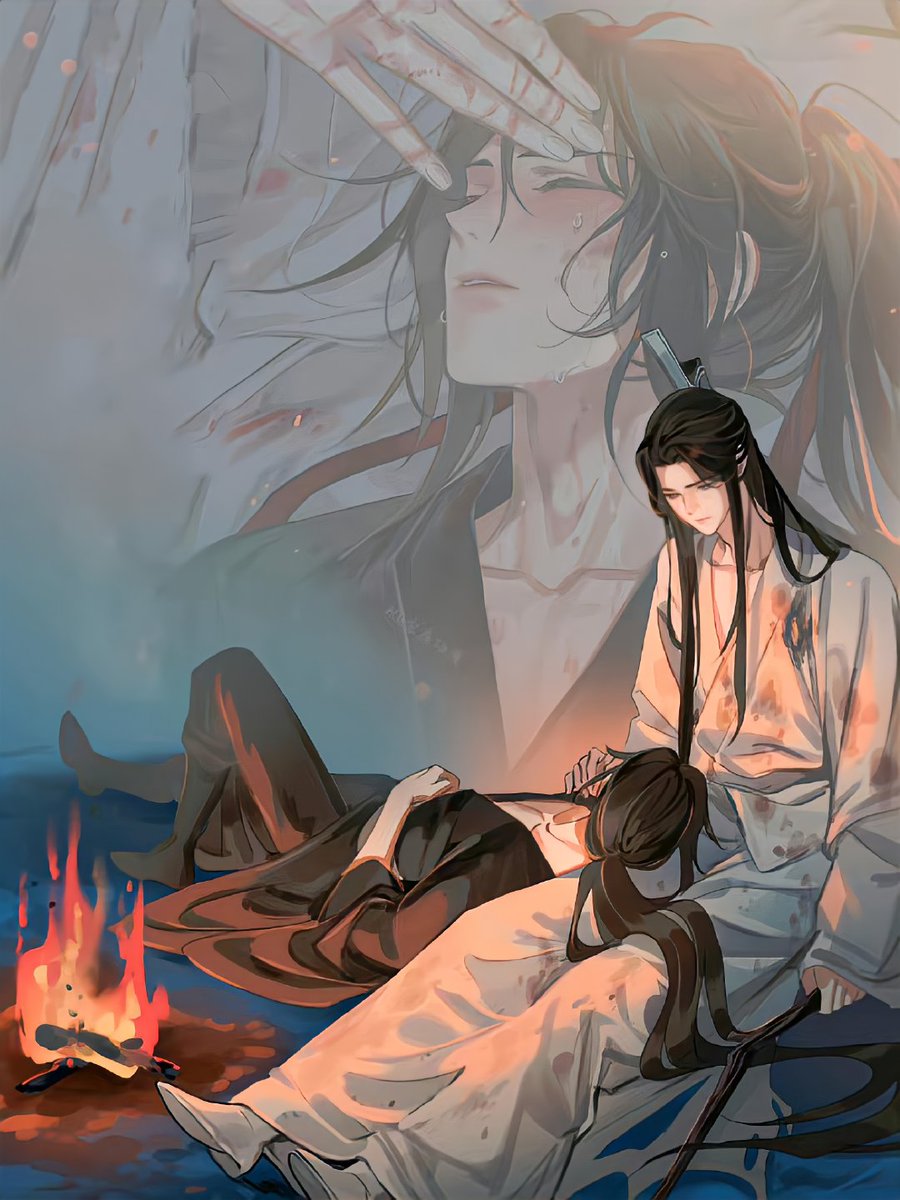 gremlinyibito's tweet photo. the way lan wangji touches wei wuxian's forehead, I'm gonna cry https://t.co/188S9T8oAD