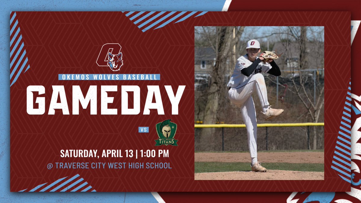 BaseballOkemos's tweet photo. 🚨SCHEDULE UPDATE🚨 (Game Time &amp; Location)
The Wolves head north this morning in search of☀️and dry field conditions for a doubleheader vs. @TCWBaseball!  First pitch is scheduled for 1 p.m.

🆚 Traverse City West
🕐 1:00 PM
📍 Traverse City West High School

#GoWolves https://t.co/Vc3LW9wg6v