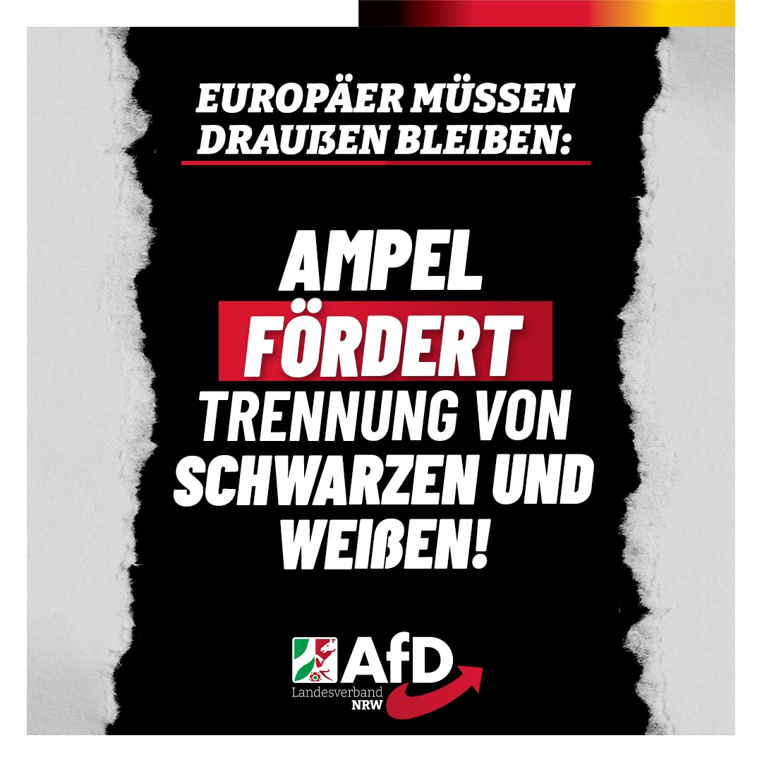 ++ Bundesprojekt „Demokratie leben!“: Deutsche Regierung fördert Trennung von schwarzen und weißen Menschen ++ Als #AfD lehnen wir diese strukturelle Diskriminierung von Weißen ebenso ab, wie das Befeuern von Hautfarben-Konflikten! Zum Hintergrund: facebook.com/photo?fbid=958…