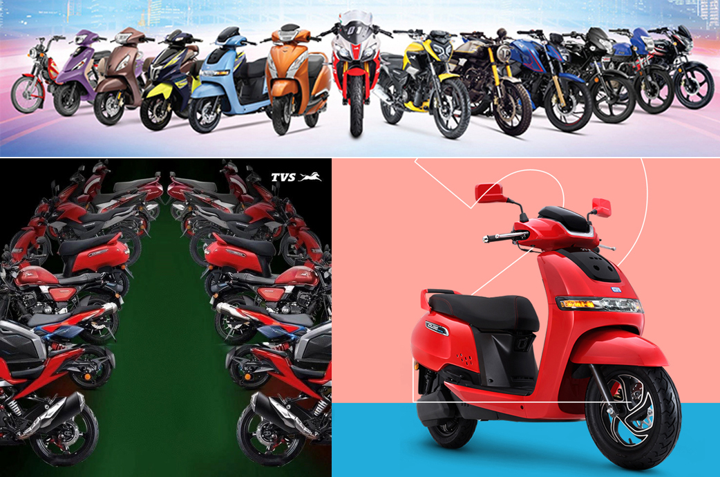 Best-ever scooter (1.45 million) & bike (1.22 million) sales power @tvsmotorcompany to a new high in FY24: 3.15 million units. Scooter share of TVS’ 2W sales jumps from 32% in FY15 to 46% in FY24, bike share from 32% to 39%, mopeds down from 36% to 15% rb.gy/e5h8bv