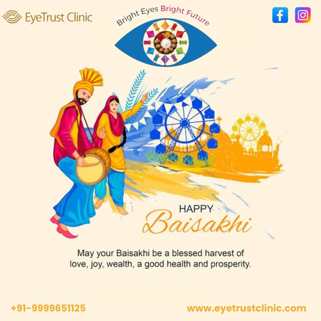 🌟🎉 Eye Trust Clinic extends warm wishes to everyone celebrating Vaisakhi! 🌾 
Call Us : +91-9999651125
Visit : eyetrustclinic.com
#HappyBaisakhi #BaisakhiCelebration #Blessings #Prosperity #EyeTrustClinic 🌞🪔
