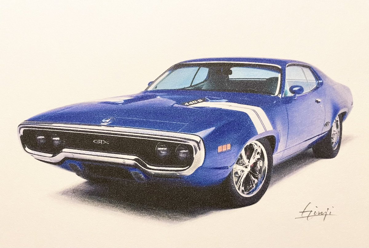 1971 プリムス GTX
#アメ車 #水彩色鉛筆画
Plymouth GTX
#watercolor #colorpencil #drawing