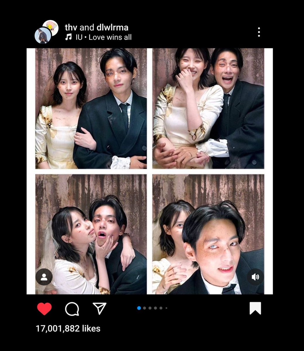 Taehyung's post with IU for 'love wins all' has reached 17M likes 🔥

#KimTaehyung is the FIRST and ONLY Asian  Act  with 16 post with over 17M likes!! 

#V
#KimTaehyung
#TheKingOfInstagram
#TheldolOfldols