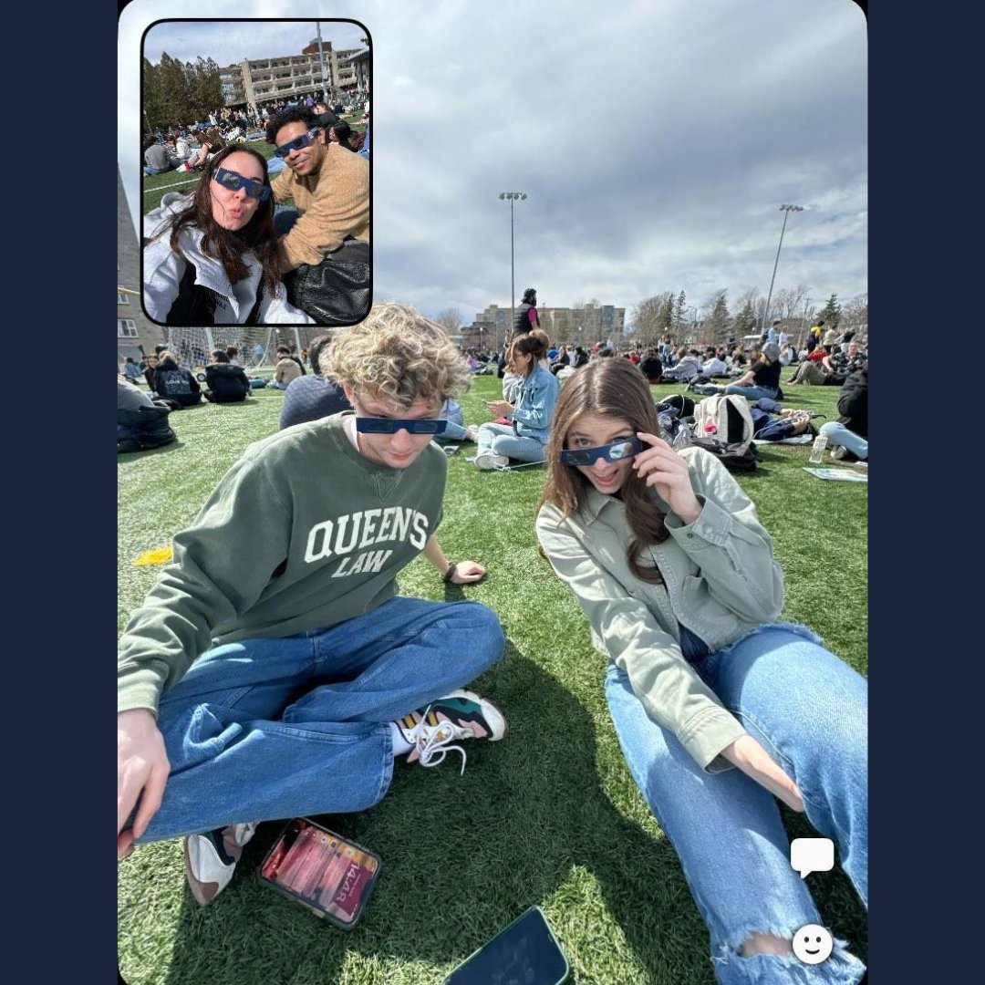 Check out scenes of #QueensULaw students experiencing the once-in-a-lifetime total solar eclipse on April 8 from outside their Kingston homes and in @queensu's Tindall Field. Thanks for submitting your photos! @ColleenFlood2