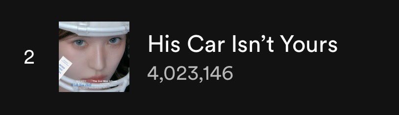 #WENDY “His Car Isn’t Yours” has surpassed 4 Million streams on Spotify 🎊🎊🎉

🎶: spotify.link/66Yi8sOy4Hb

#웬디 #RedVelvet #레드벨벳 @RVsmtown