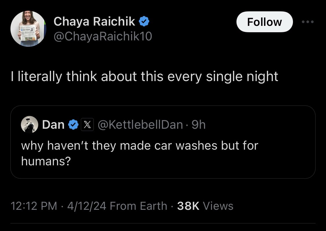 Chaya appears to not know what a shower is