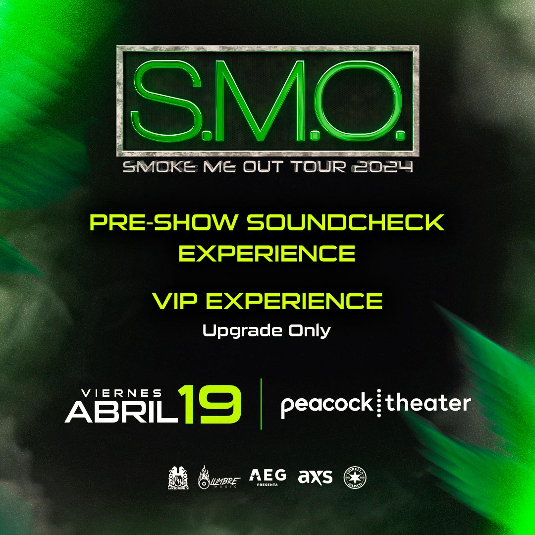 Upgrade your evening at Smoke Me Out on April 19 with a VIP Pre-Show Soundcheck Experience. 🎟️ pckthr.la/smovip *This package does NOT include a reserved event ticket. This is an upgrade only. You must have at ticket to enter the venue for this experience