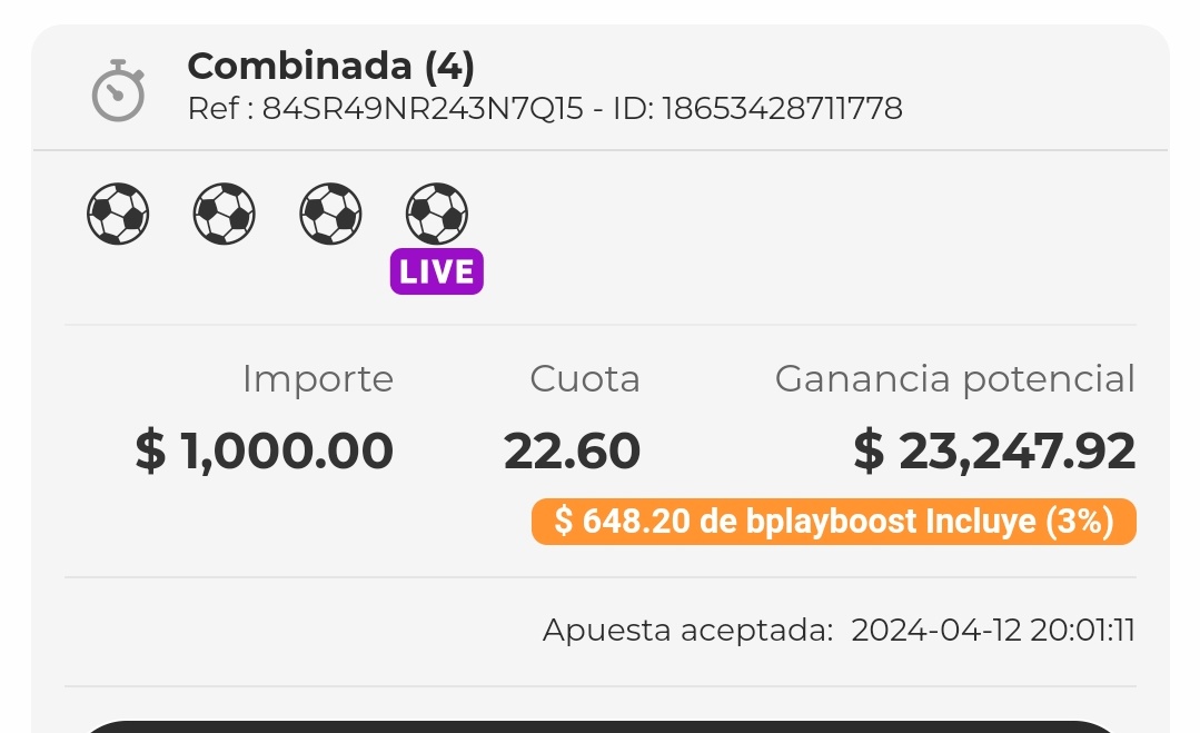 Aprovechen que las cuotas están altas, 23 luquitas x 1000. Te compras un combo del Mac @bplay_ar pba.bplay.bet.ar/register?membe…