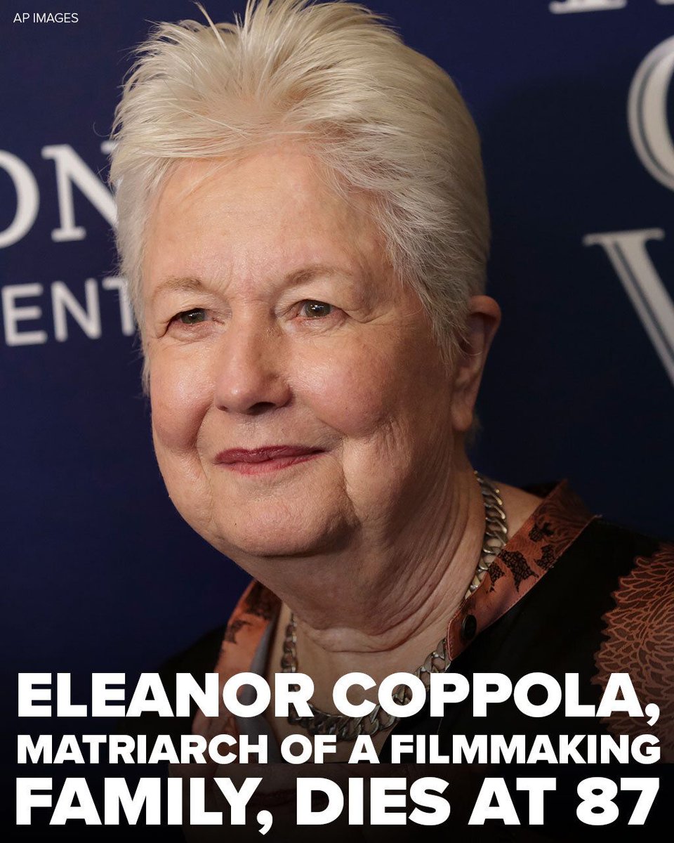 Eleanor Coppola, who documented the making of some of her husband Francis Ford Coppola's iconic films, and who raised a family of filmmakers, has died. She was 87. bit.ly/4aT99Cw