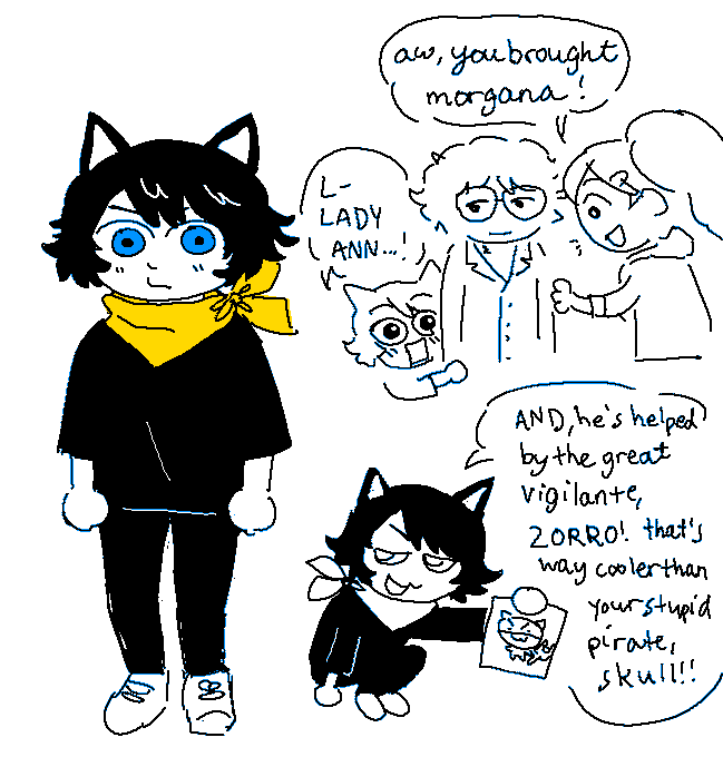 whenever people make "non-metaverse" AUs of persona 5, they always make morgana a cat, which is boring to me.  morgana is not a cat.  morgana is joker's annoying younger brother who makes smoke bombs and yells at him to go to bed.  do you see my vision here 