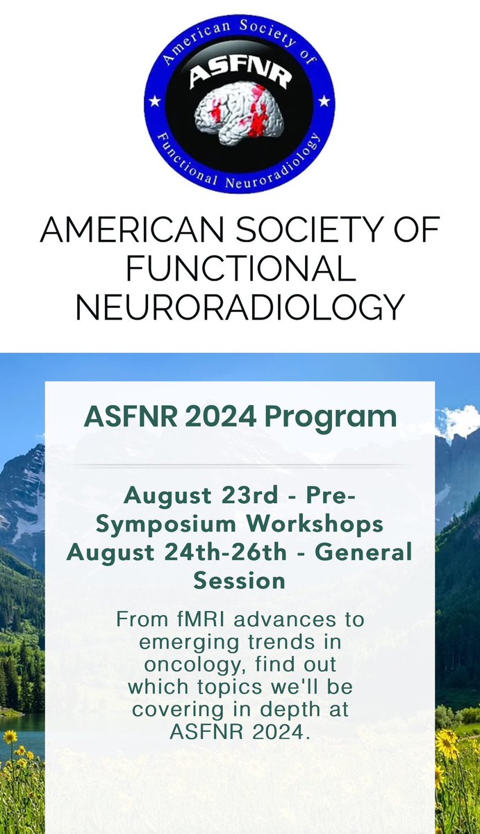 @theASFNR @mossabas @GloriaChiangMD @EMiddlebrooksMD @jwallen_neuro @GaurangShahMD @VinceKumarMD @OkromelidzeLela @OrmsbyMD @JudyGadde @radiology_ninja Great webinar for trainees (I’ll be there to brush up on my vessel wall imaging, too)! SEND IN CASES (classic, challenging, or otherwise), details in your membership email! 🧠 Register for #ASFNR24 for more vessel wall imaging & #BeyondBOLD neuroradiology! trifecta.regfox.com/17th-annual-as…