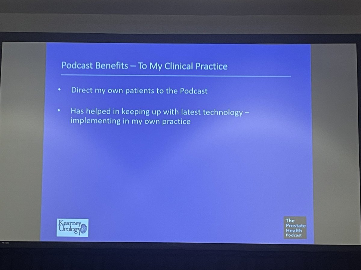 LoebStacy's tweet photo. Nice lecture by @gpohlmanmd on the benefits of podcasting for the busy urologist! Podcasts are increasingly popular- a great way to share information with your own patients as well as others around the world #rmus24 https://t.co/Ss9mzbVcSU