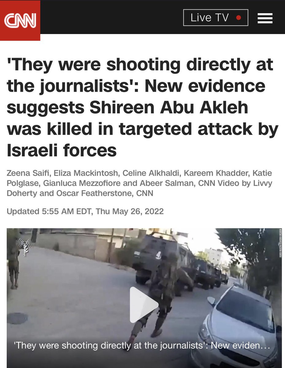 3 years ago, Israel destroyed AP office in Gaza. US did nothing. 1 year later, Israel killed a Palestinian-American journalist. US did nothing.

Now Israel is killing journalists in unprecedented numbers. By refusing to ever hold Israel accountable, the Biden admin paved the way.