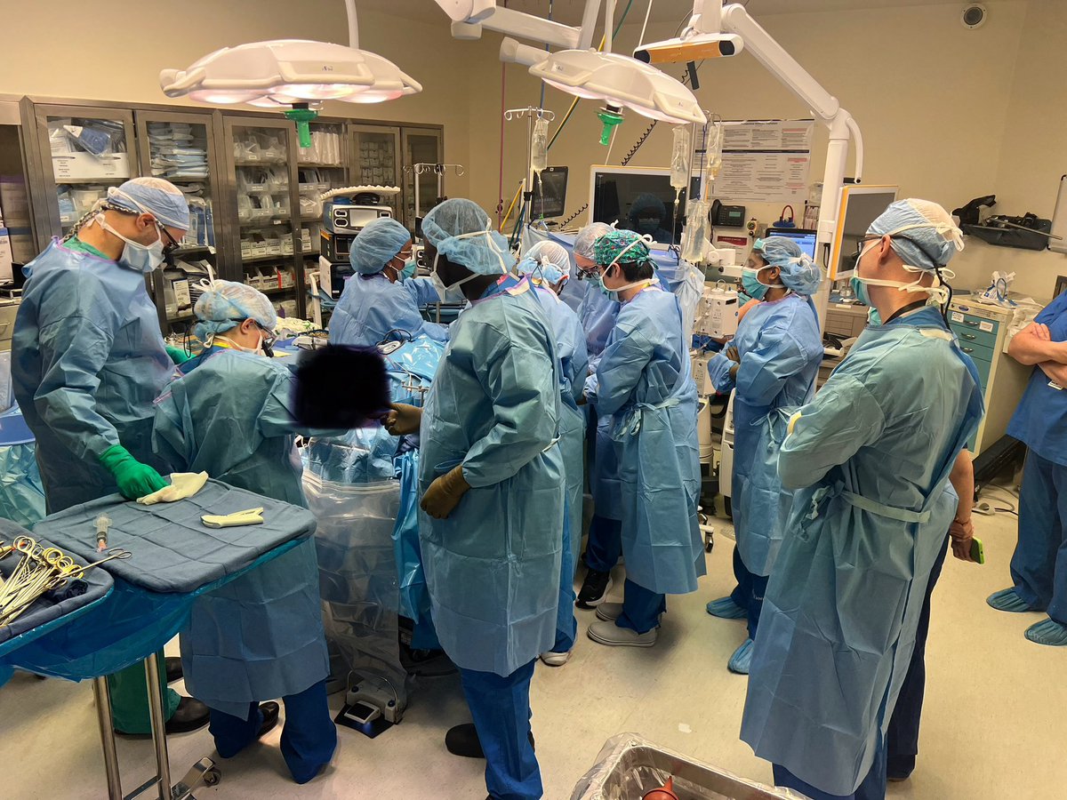 drvijay_agarwal's tweet photo. Full skull base house yesterday (NSU, facial plastics/ENT, flap team) @MonteNeurosg. Transfacial + bicoronal + vascularized ALT flap for previously resected/radiated high grade glioma. Traumatic loss of the left eye (bullet still in orbit), so careful to preserve the right https://t.co/ClRlH0Ytol