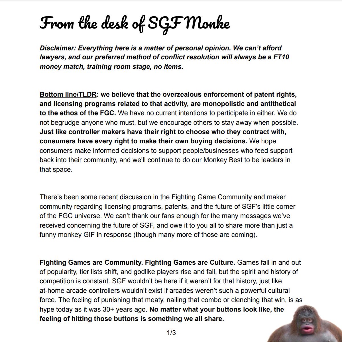 SGFDevices's tweet photo. There's a lot of talk going on the past day or two that we've been on the edges of, so we wanted to make a quick statement. After this, back to monke memes and NXT Up hype 🦍🎉 https://t.co/jNAD5jllUE
