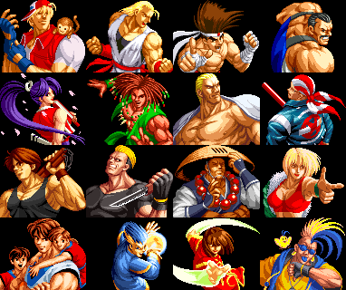 The neat loading screen art from the Playstation version of Real Bout Fatal Fury