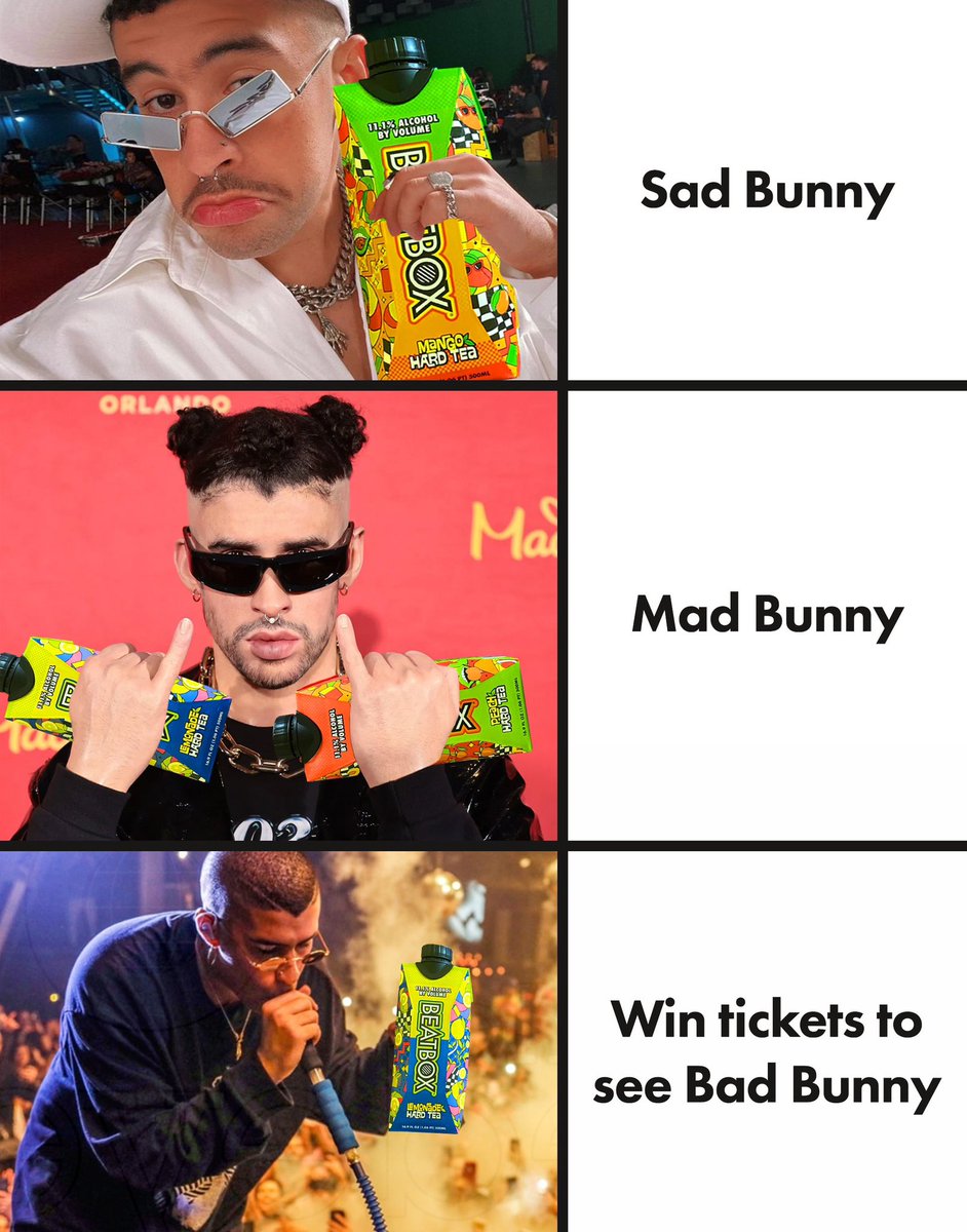 BeatboxBevs's tweet photo. TWO MORE DAYS TO ENTER 🔥🐰

Win a trip to see Bad Bunny on his ‘Most Wanted Tour’ in Dallas, TX 👀

https://t.co/DsEujz4ORb

#badbunny #badbunnytour #badbunnytickets https://t.co/hRvRgNItsj