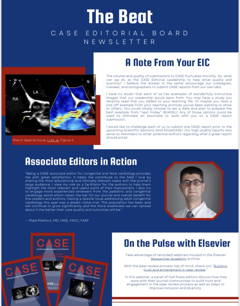 Majd Makhoul (@majdmakhoul1) on Twitter photo Such a privilege to be part of a wonderful editorial board at CASE. If you have an educational imaging case report, send it to CASE so you can share the wisdom with a huge community.
cvcasejournal.com
<a href="/VLSorrellImages/">V.L.Sorrell, MD (@CASEfromASE EIC)</a> <a href="/ASE360/">American Society of Echocardiography</a> <a href="/LevineChildrens/">Levine Children’s</a> Such a privilege to be part of a wonderful editorial board at CASE. If you have an educational imaging case report, send it to CASE so you can share the wisdom with a huge community.
cvcasejournal.com
<a href="/VLSorrellImages/">V.L.Sorrell, MD (@CASEfromASE EIC)</a> <a href="/ASE360/">American Society of Echocardiography</a> <a href="/LevineChildrens/">Levine Children’s</a>