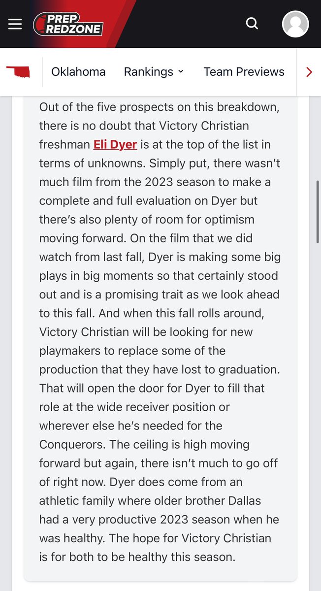 thank you @PrepRedzoneOK for the write up! excited for spring ball to get here. @CoachSmithVC @CNQR_FB