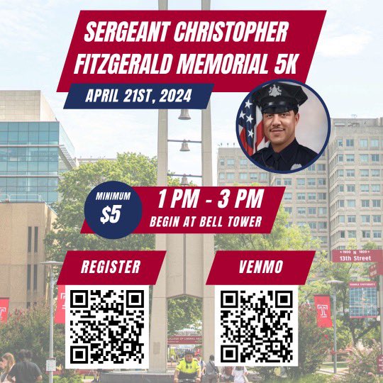 The TU community continues to do amazing things for our fallen hero. Join students for a 5k Memorial Run to honor Sgt. Christopher Fitzgerald! Event starts at the Bell Tower! All are welcome to join!