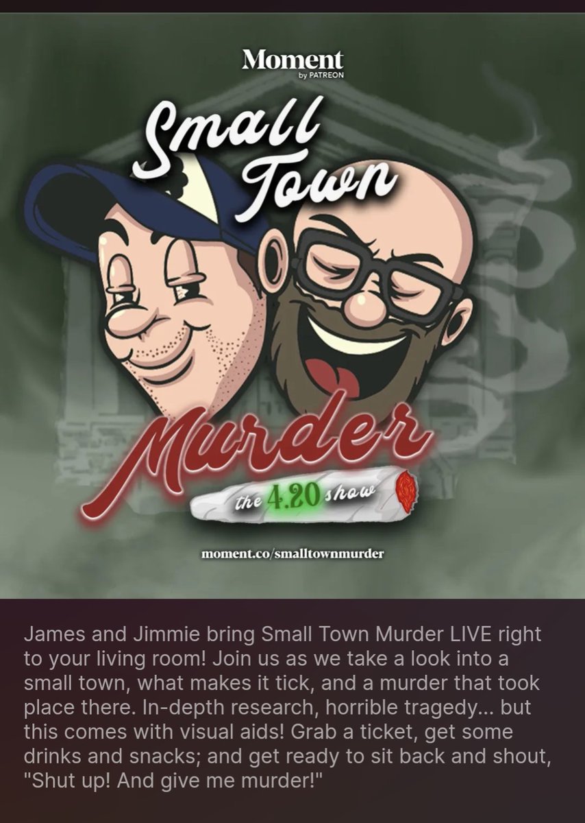 We have our tickets for the @MurderSmall virtual live 420 show. Do you?