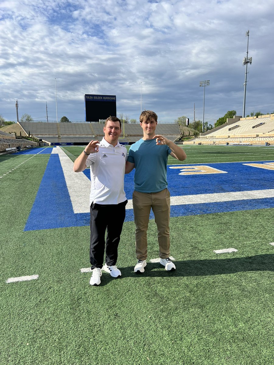 📍Had an awesome day at the University of Tulsa touring the impressive campus, checking out a team lift and visiting with @CoachKMcFarland. Really appreciate my time with you today and looking forward to visiting again! @TulsaFootball 🌀🌀 @bbasil01 @CoachVardeman @JagFootball…