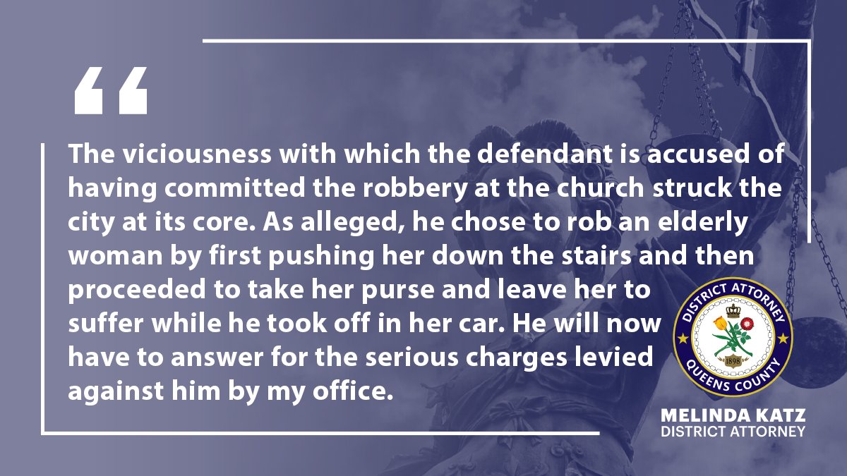 We charged a teen with first-degree assault, first-degree robbery and other crimes for the vicious attack of an elderly woman on the steps of Saint Demetrios Greek Orthodox Church. Thank you @NYPDDetectives for your relentless work. bit.ly/4aPlzeu