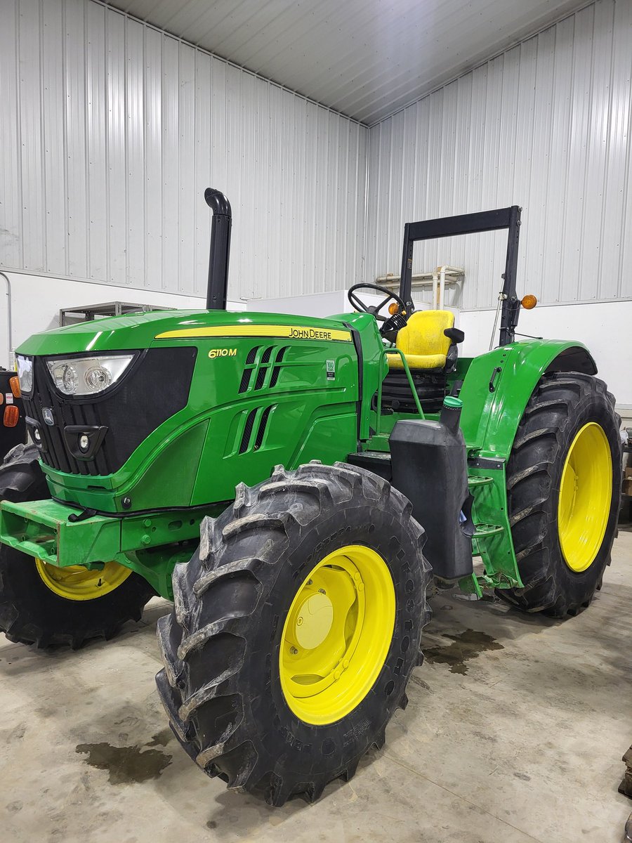 TimVanderlinde's tweet photo. For Sale:

 2018 John Deere 6110M, 3064 hours, 16 spd power quad trans with left hand reverser, Creeper Gear, 2 remotes, 540/1000 pto, 420/85 R38 rears tires, 380/85 R24 front tires. Nice tractor. Shipping available across North America

Call or text 5194642833

Please Retweet! https://t.co/weinNH4tD4