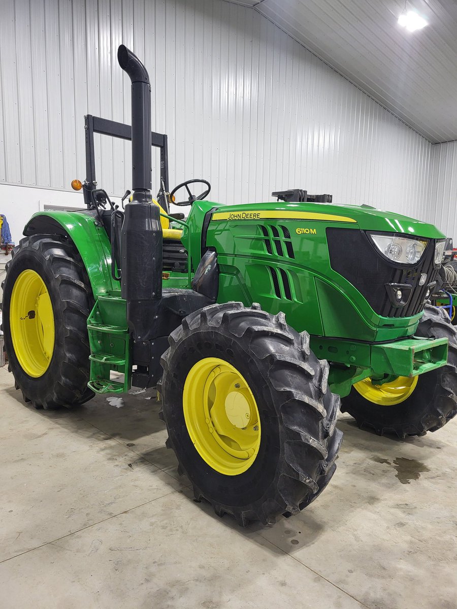 TimVanderlinde's tweet photo. For Sale:

 2018 John Deere 6110M, 3064 hours, 16 spd power quad trans with left hand reverser, Creeper Gear, 2 remotes, 540/1000 pto, 420/85 R38 rears tires, 380/85 R24 front tires. Nice tractor. Shipping available across North America

Call or text 5194642833

Please Retweet! https://t.co/weinNH4tD4