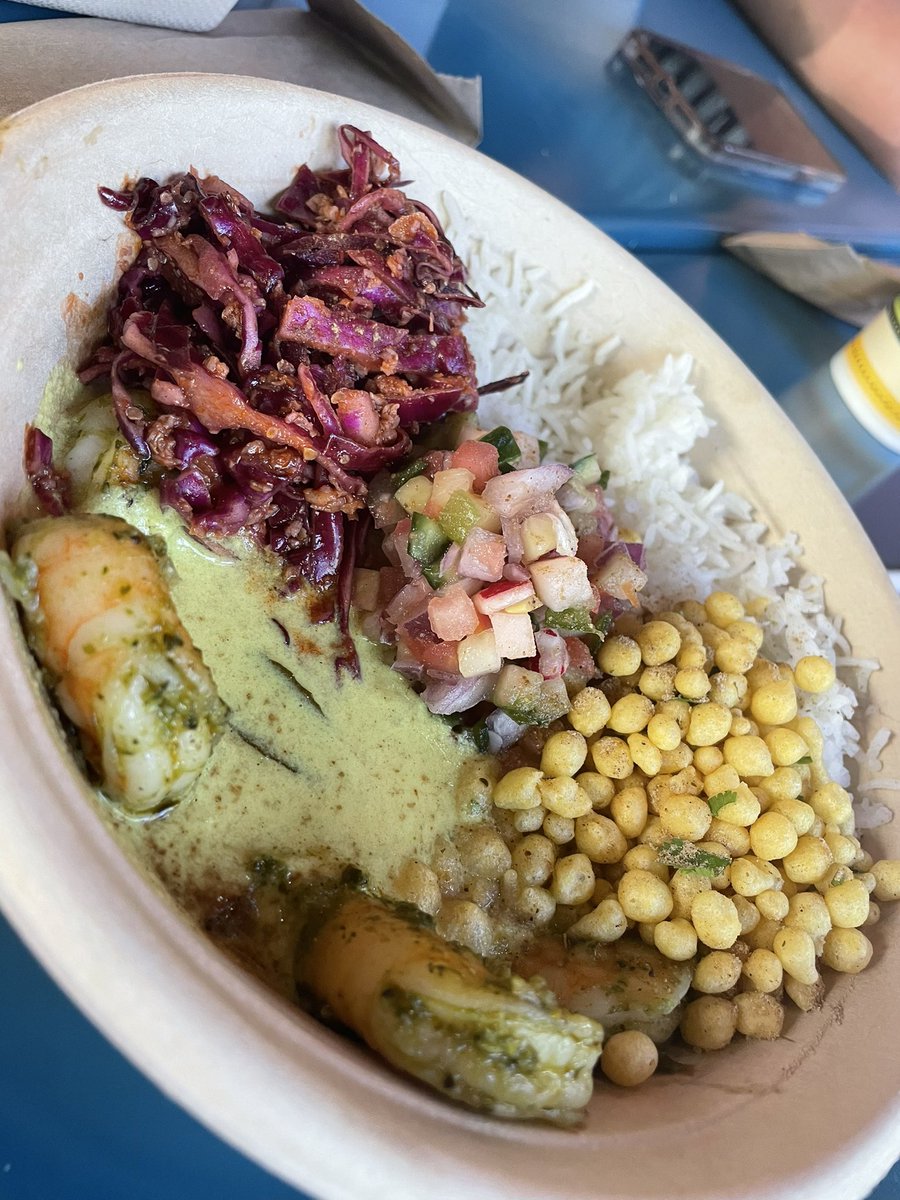 imalmostashley's tweet photo. The tandoori chicken poutine is always a must at Eet @ Disney Springs. 🤤
We tried a bowl with basil cilantro  shrimp and the moilee. Even my 18 month old loves the food here. Thank you for bringing this delicious cuisine to Disney Springs, @ManeetChauhan! https://t.co/Uu6EWoT0Pq