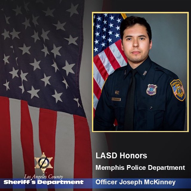 LASDHQ's tweet photo. On behalf of @LACoSheriff and  @LASDHQ, we offer our sincerest condolences to Officer McKinney’s family and to the entire Memphis Police Department. 
 
Officer McKinney was tragically shot while responding to a suspicious vehicle call early this morning.
#MPDstrong #LASD https://t.co/AY7GPnZByt