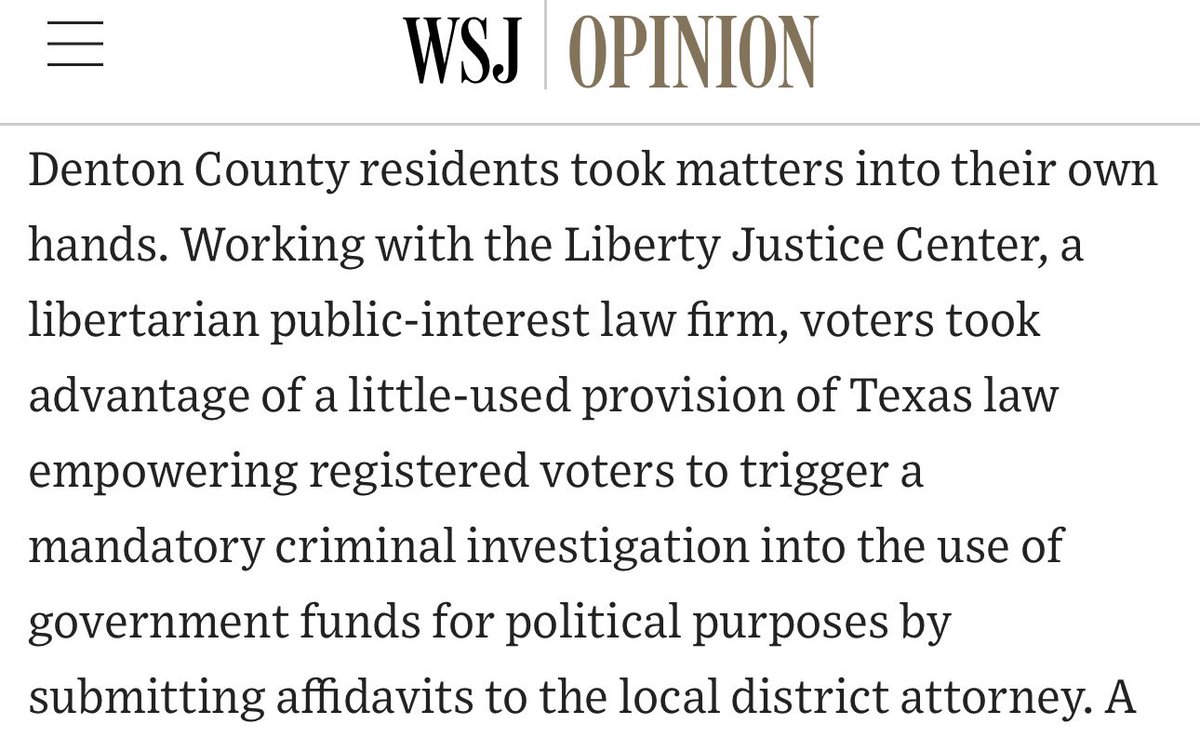 How they did it… by using a law that empowers citizens… and with a little help from friends. ➡️ wsj.com/articles/a-cam… @LJCenter @DeanMMcGee @DeAngelisCorey #TXLege