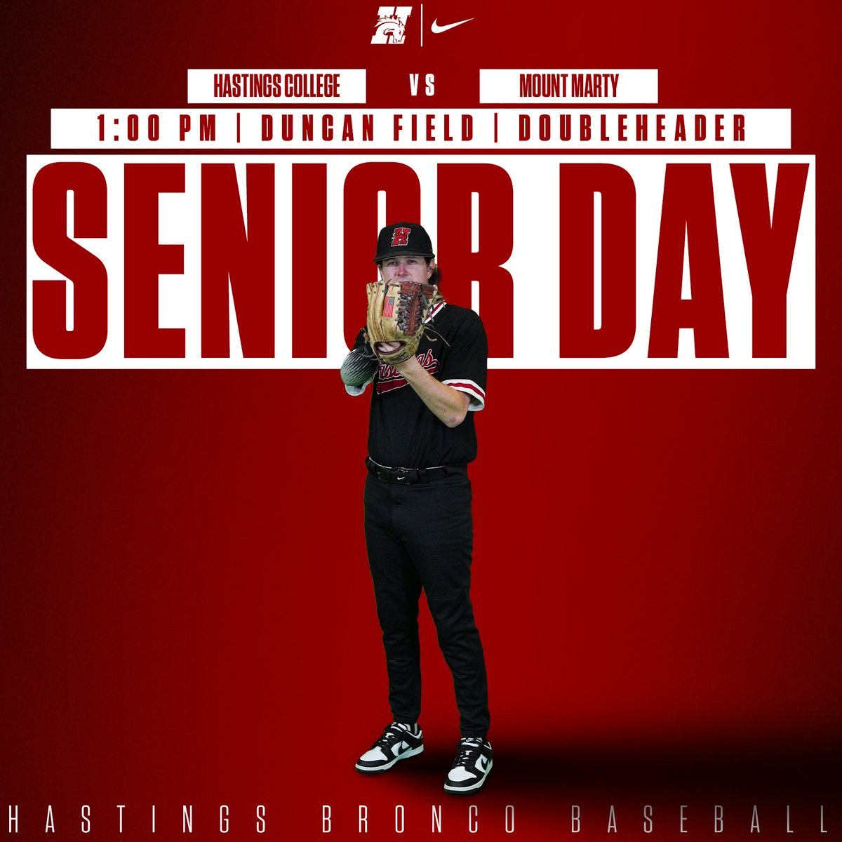 IT'S SENIOR DAY!! Get out to Duncan to help us celebrate our seniors today against Mount Marty! The Senior Day Ceremony will take place between games. 🎟️: hastingsbroncos.com/links/trnrw1 📺: hastingsbroncos.com/links/xakh10 📊: hastingsbroncos.com/sports/bsb/202… #GDTBAB