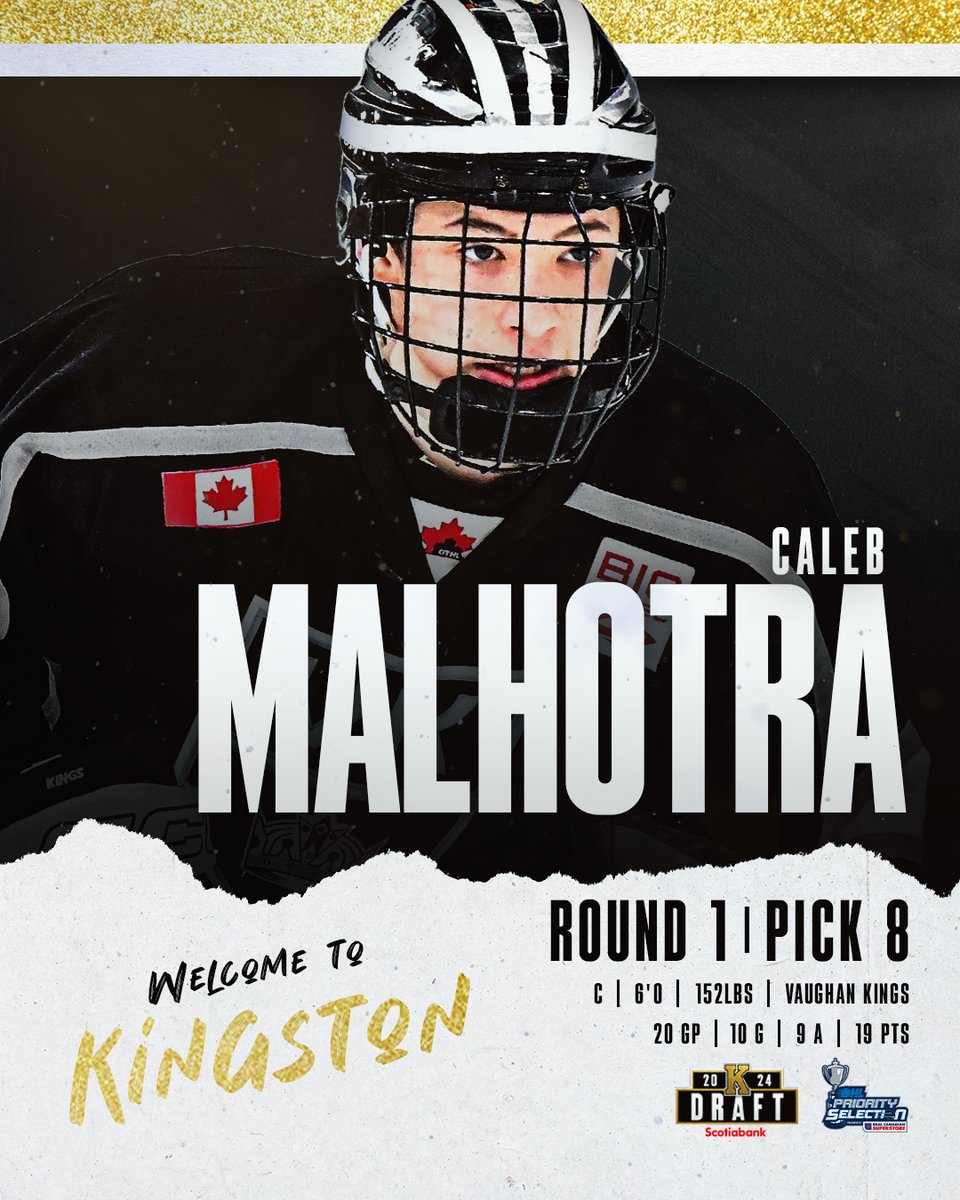A big addition to the Fronts family! 👏

With the 8th overall selection we are incredibly proud to select Caleb Malhotra from the Vaughan Kings!

#OHLDraft | #BearTheK | <a href="/OHLHockey/">Ontario Hockey League</a>