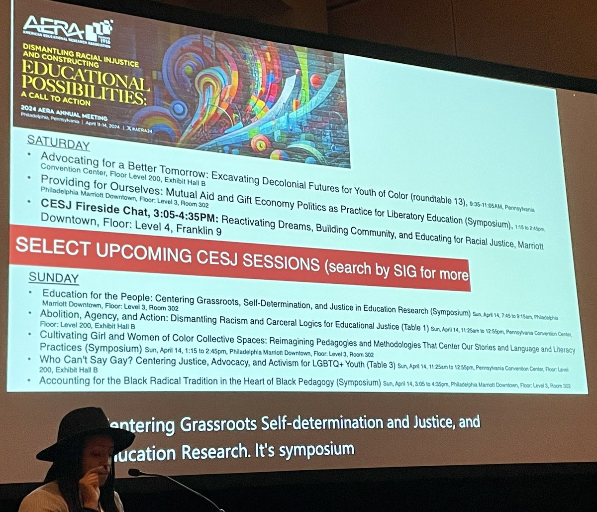 Check out the @CESJSIG highlighted sessions for Sat and Sun! Business meeting happening now in 113C (we have snacks!) @AERA_EdResearch #AERA2024