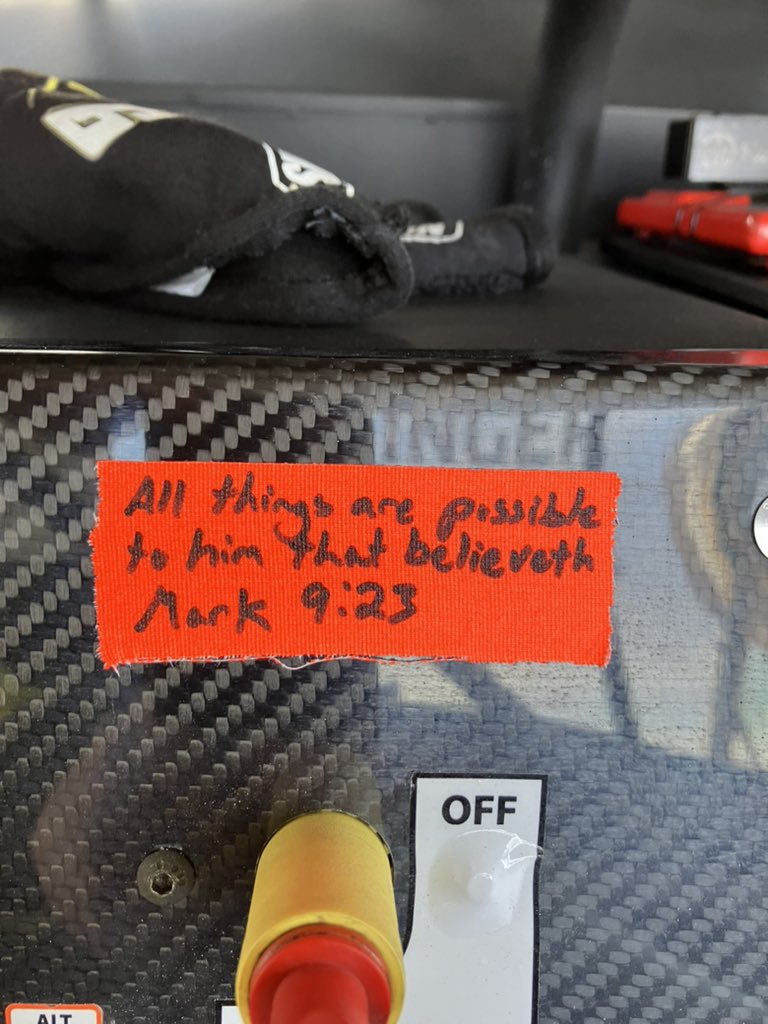 Mark 9:23 is the verse on the dashboard tonight @TXMotorSpeedway