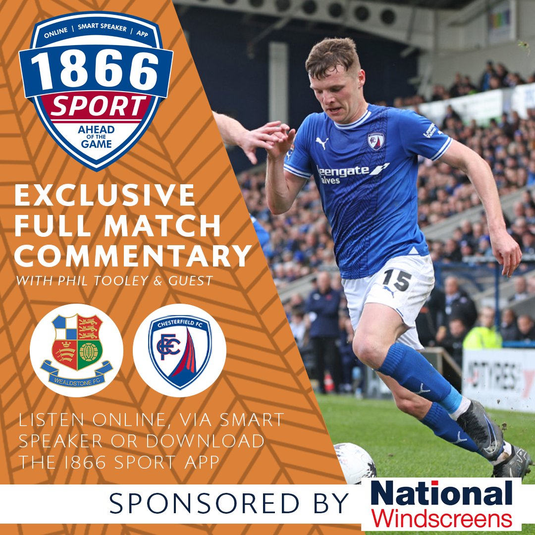 🕑 𝗧𝘂𝗻𝗲-𝗶𝗻 𝗳𝗿𝗼𝗺 𝟮𝗽𝗺 Join us live on 1866 Sport from 2pm to listen to a packed pre-match show before live commentary of Wealdstone vs @ChesterfieldFC! LISTEN HERE: streaming.radio.co/s47db4a4f3/lis…