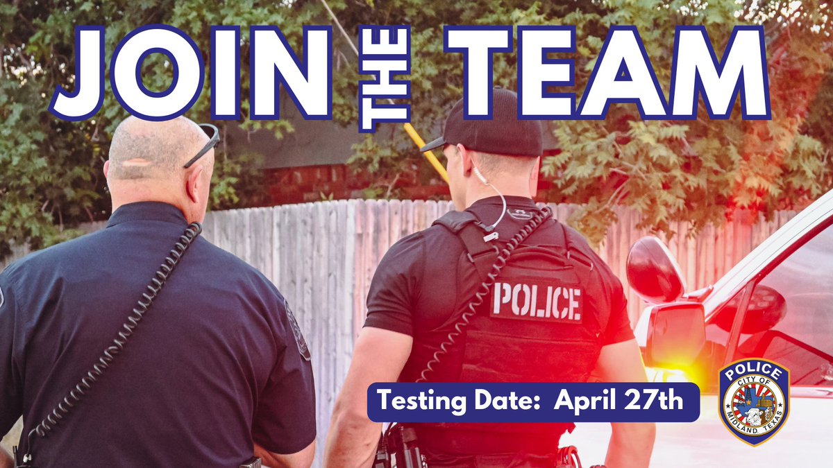 Looking for an exciting career in law enforcement? Join the Midland Police Department! We are conducting a testing session on April 27th at 9AM. Begin your journey towards an impactful and fulfilling profession. Apply today!
 📌 governmentjobs.com/careers/midlan…