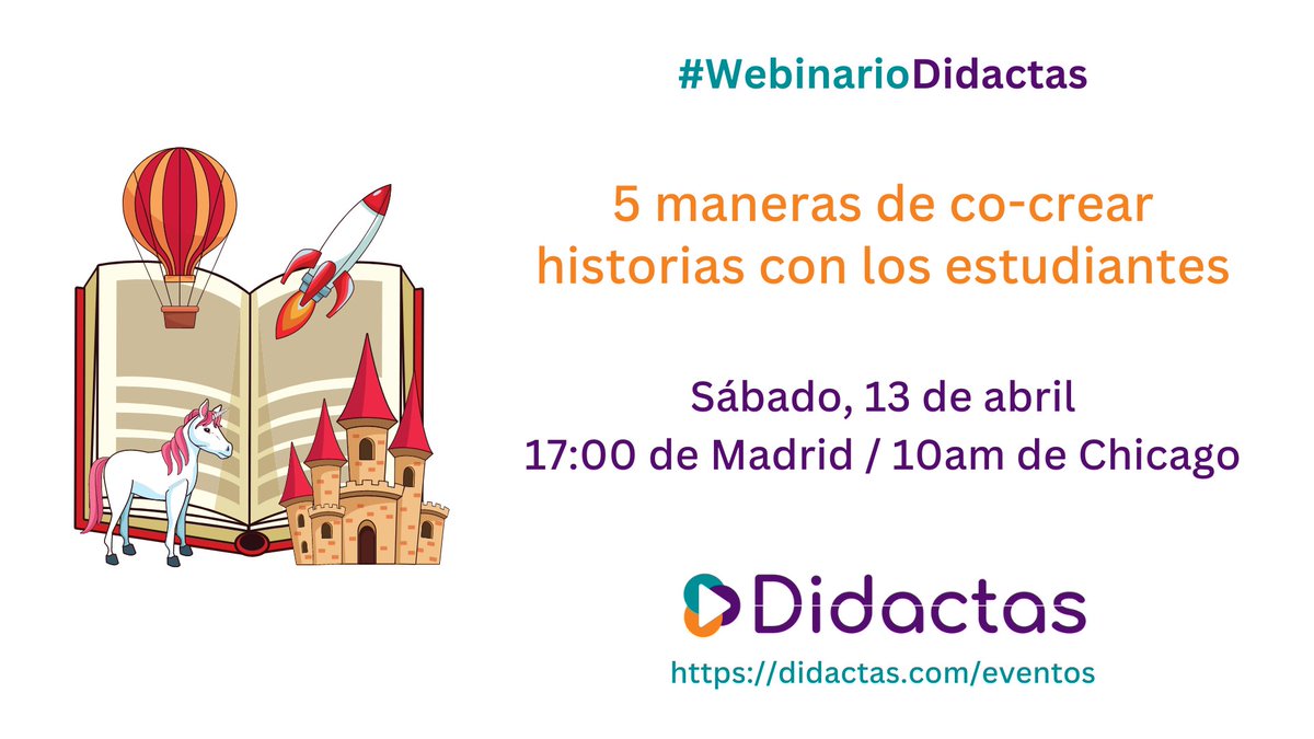 didactas's tweet photo. Nos vemos el sábado 13 de abril.
Todavía puedes inscribirte a este webinario gratuito en https://t.co/dpE1ERaQA1 https://t.co/lbShVtVVcI
