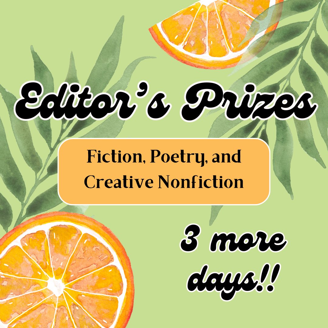 Only 3 more days until our Editor's Prizes close! Each winner will be published in TFR and receive $1,000 upon publication. Submit now here👇 floridareview.submittable.com/submit