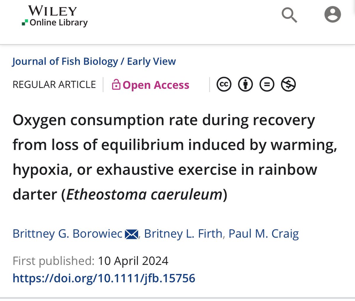 Want to know the difference between temperature, hypoxia, and exercise on metabolism in fish? Check out @this_is_brit & @Britney_Firth latest paper in rainbow darters! Great work coming out of the new WATER Facility @WaterlooSci onlinelibrary.wiley.com/doi/10.1111/jf…