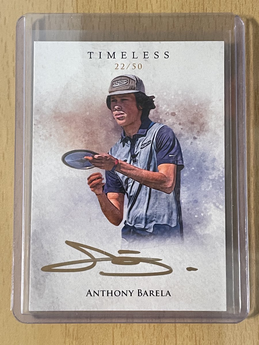 Non-Baseball Card of the Day - 2022 Brixton Golden Era Timeless Auto /50 of Anthony Barela. Barela is tied for the lead at -11 after Day 1 just wrapped up at the #DGPT Jonesboro Open #thehobby @BrixtonDiscGolf