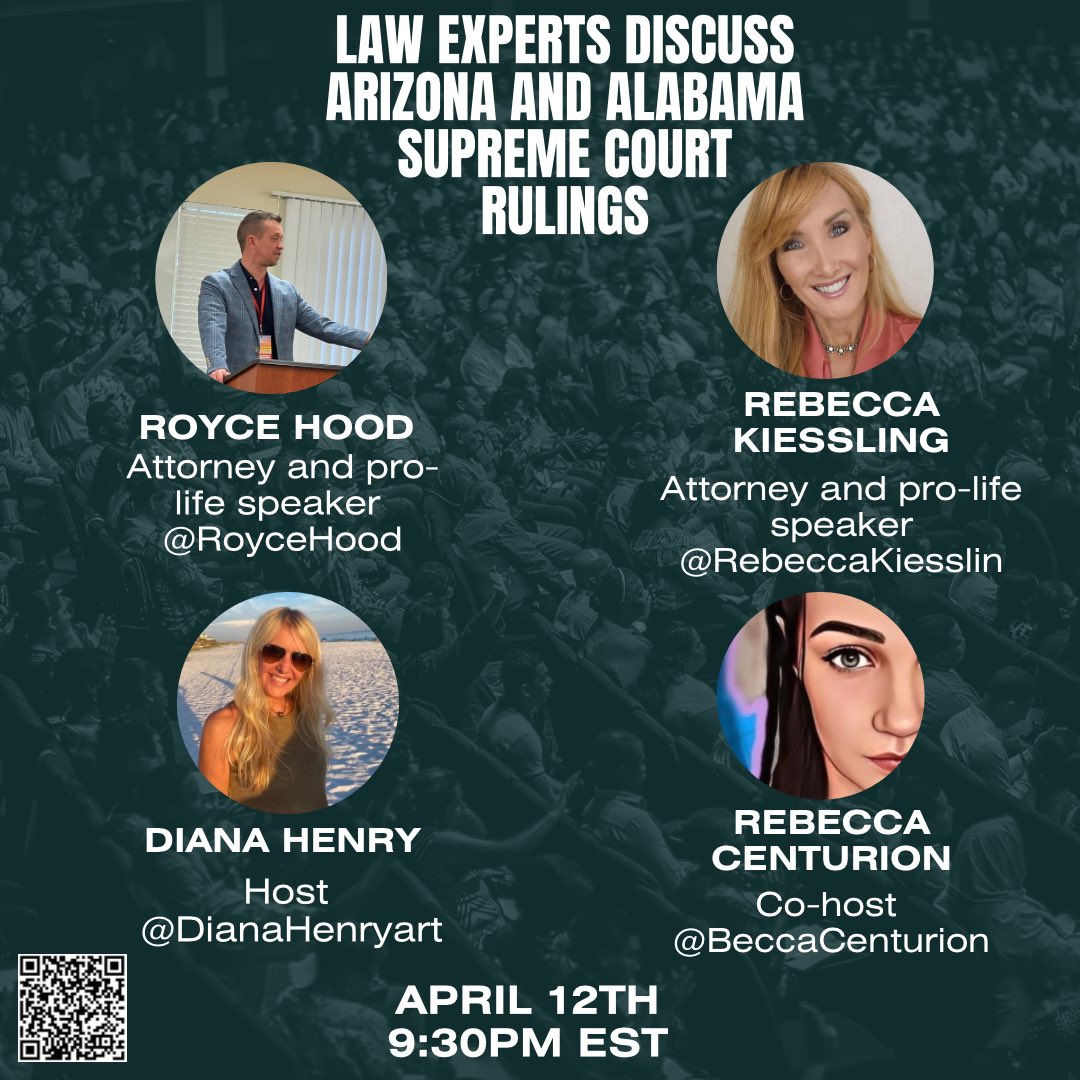 Join us on this exclusive X space as we take an in-depth look at the Arizona and Alabama Supreme Court rulings with @RebeccaKiesslin and @RoyceHood tonight at 9:30pm EST. twitter.com/i/spaces/1mnxe…