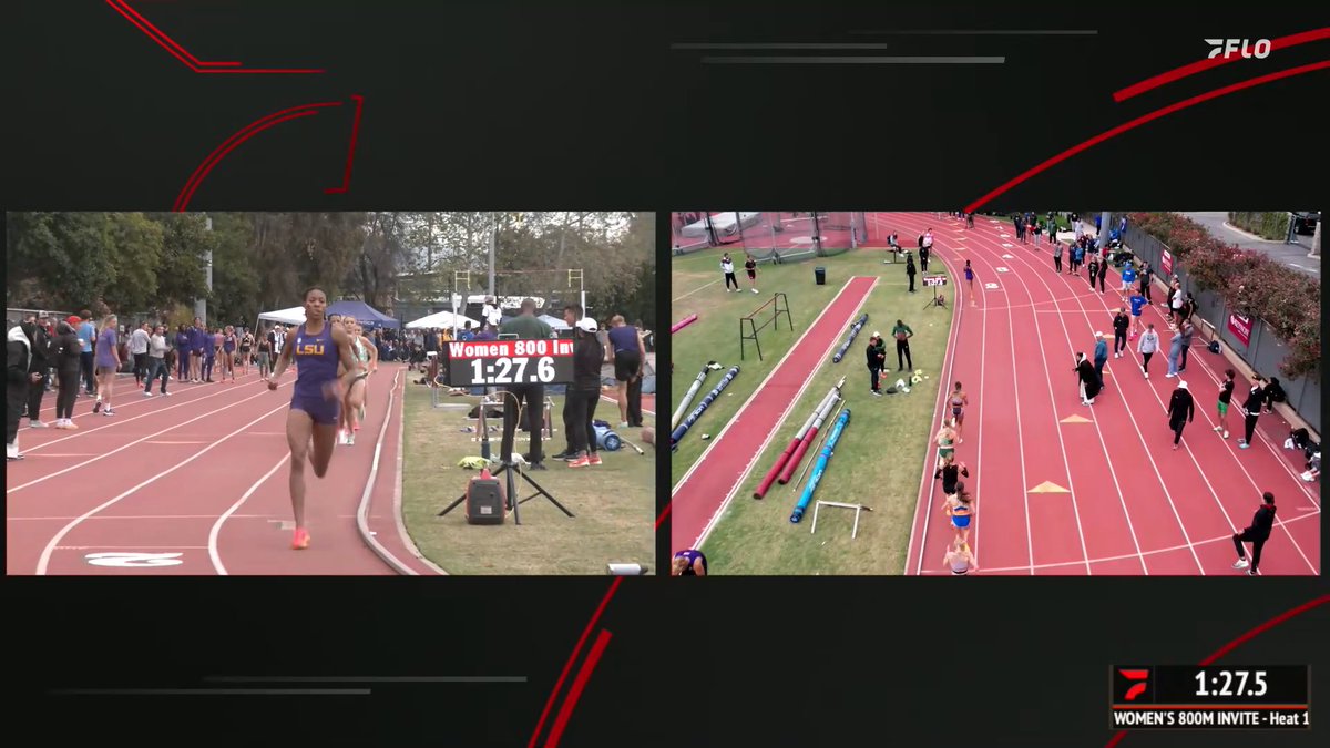 Michaela Rose was leading the Bryan Clay 800m by enough that FloTrack thought a split screen was warranted 😂