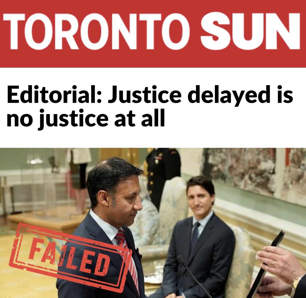 “Once again, a trial has collapsed because of the chronic failure of the federal government to appoint judges in a timely fashion”.

But what was the Justice Ministers  response? To do nothing!