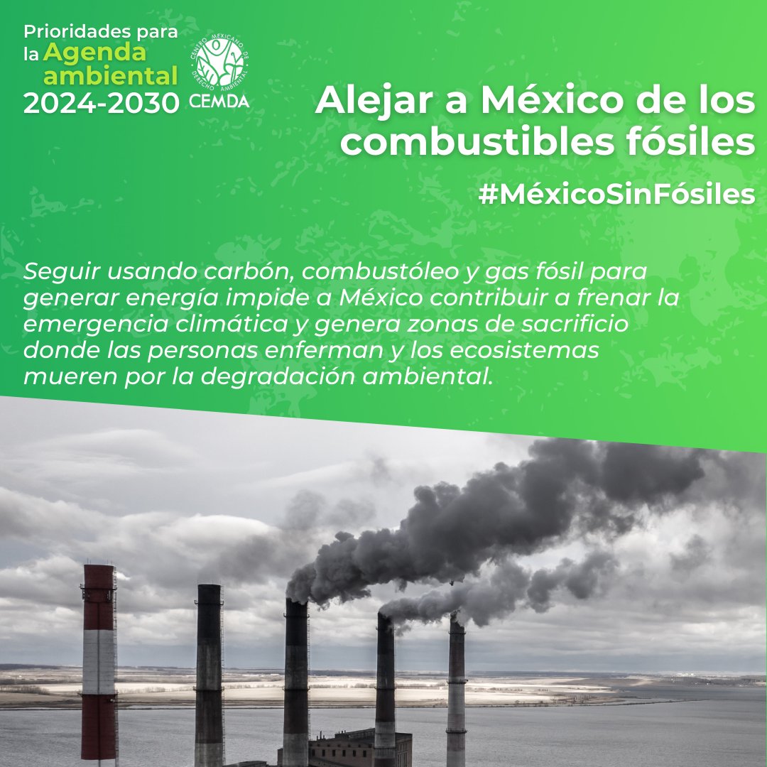 CEMDA's tweet photo. 🏭🌱 Prioridades para la agenda ambiental 2024-2030: Alejar a México de los combustibles fósiles. 
Su uso genera enfermedades y destrucción ambiental.  👉  https://t.co/4cMRRVmHq2

#CEMDA #EleccionesMx2024 #Medioambiente #Naturaleza https://t.co/KMDpc1XLxx